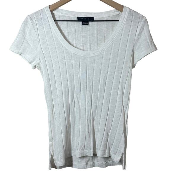 Sanctuary Women's Ruby Scoop Solid Ribbed White Tee Blouse Size Small - Picture 2 of 7